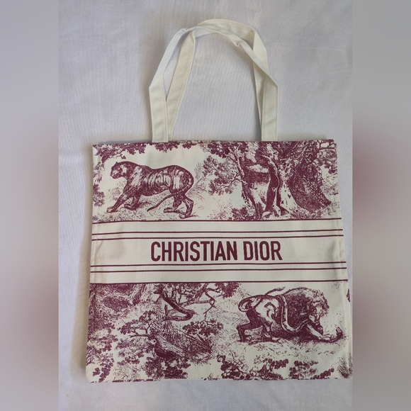 DIOR Dioriviera Burgundy Toile de Jouy Tote NIP Christian Dior Exclusive - Picture 2 of 7